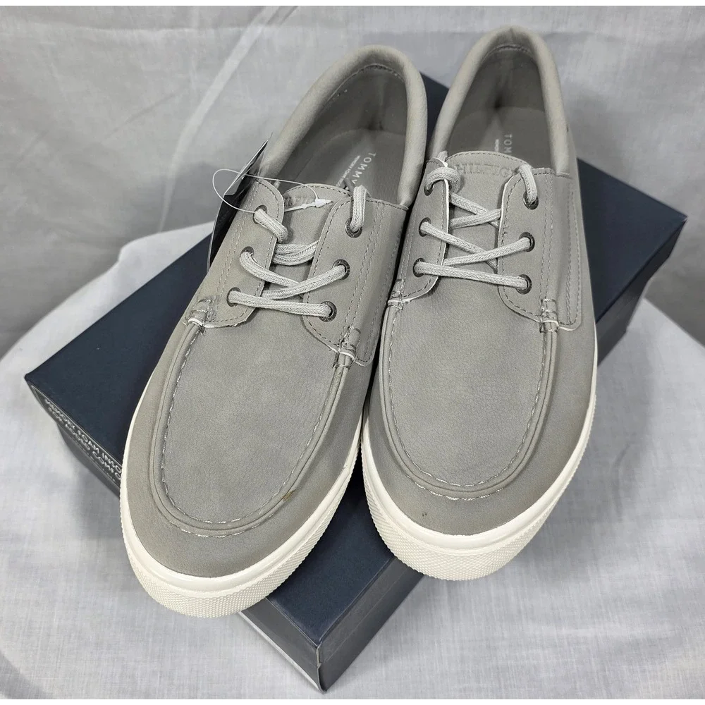 Tommy Hilfiger Gervis Men's Grey Boat Shoe Low Top‎ Lace Up Memory Foam Size 9M